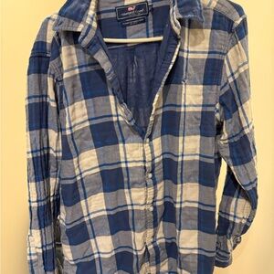 Vineyard Vines Blue and Cream Plaid Shirt